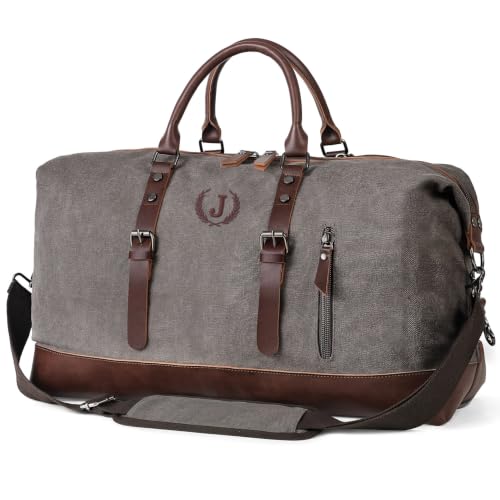 Personalized Duffle Bag for Men Travel Weekender Overnight Duffel Initial J - color: Brown J