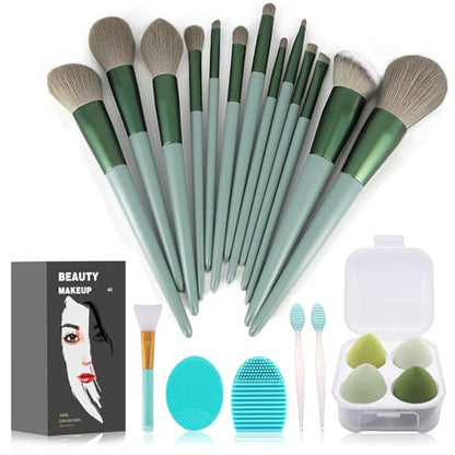 Koccido Makeup Brushes 22 Pcs Makeup Kit,Foundation Brush Eyeshadow Brush Make up Brushes Set (Green, 22 Piece Set Large) - color: Green, size: 22 Piece Set Large