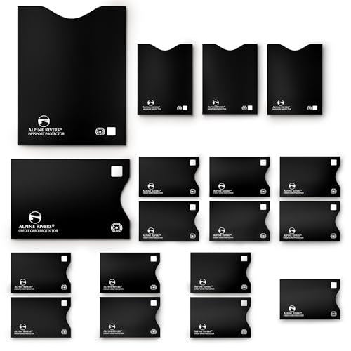 Alpine Rivers RFID Blocking Sleeves, Credit Card Protector, Passport Sleeve - color: Original Black