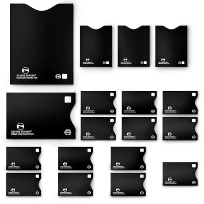 Alpine Rivers RFID Blocking Sleeves, Credit Card Protector, Passport Sleeve - color: Original Black