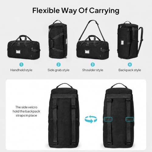TOPEAST Foldable Duffle Bag for Travel, Large Travel Duffel Bags for Women - color: Black