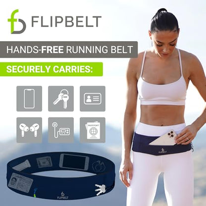 FlipBelt Zipper Running Belt, Waist Pack for Fitness and Running, US Company - color: Midnight Blue, size: Small