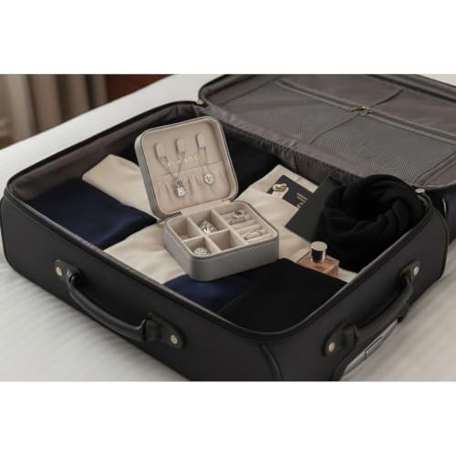 VLANDO Small Travel Jewelry Box Organizer Display Case for Girls Women Gift Rings Earrings Necklaces Storage, Light Grey - color: Light Grey