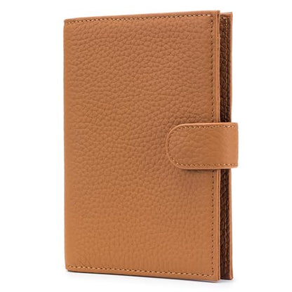 Leather RFID Passport Wallet for Travel Women with Gift Box - color: Brown
