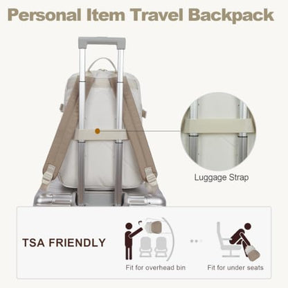 VANKEAN 15.6 Inch Laptop Backpack for Women Large Capacity - color: Beige-khaki, size: 15.6 Inch
