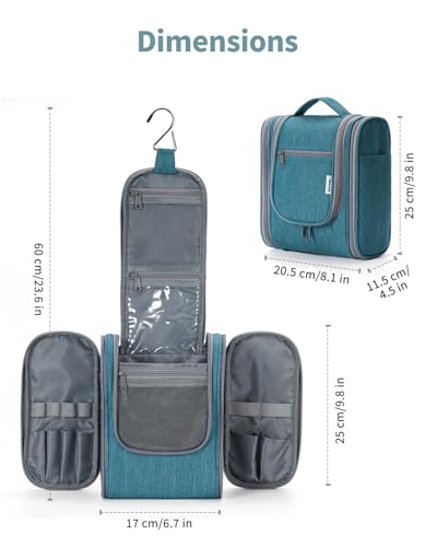 Narwey Hanging Travel Toiletry Bag for Women, Cosmetic Makeup Bag - color: AG-Teal, size: Medium