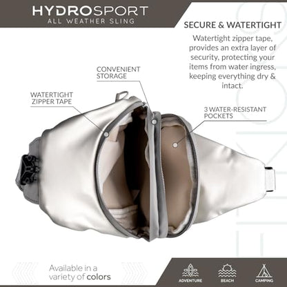 FITKICKS Hydrosport Sling Unisex Crossbody Travel Bag - color: Silver