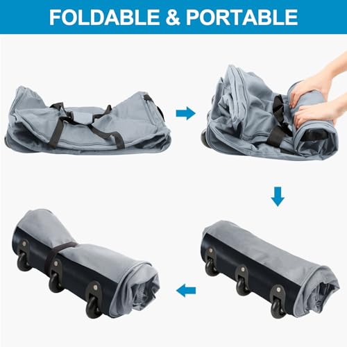 Finnhomy 120L Foldable Rolling Duffel Bag with 3 Wheels, Light Weight Travel Duffel bag with Large Loading Capacity, 32'' Rolling Duffel bag with Shoulder Strap - color: Grey