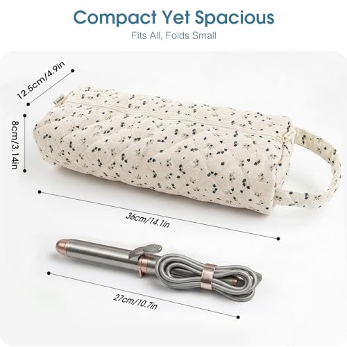 Hair Tools Travel Bag Compatible with Dyson Airwrap Shark FlexStyle - color: Dark Blue Daisies