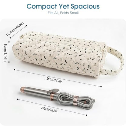 Hair Tools Travel Bag Compatible with Dyson Airwrap Shark FlexStyle - color: Dark Blue Daisies