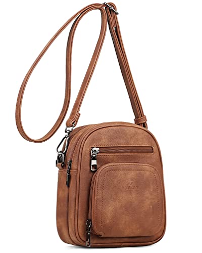 FADEON Small Purses for Women Crossbody Bags, RFID Anti-Theft 4 Card Slots - color: 1 Brown Retro Style