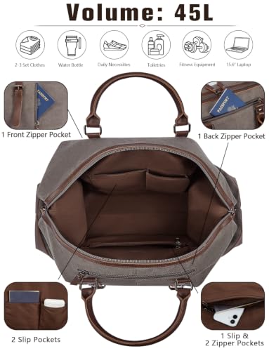 Personalized Duffle Bag for Men Travel Weekender Overnight Duffel Initial J - color: Brown J