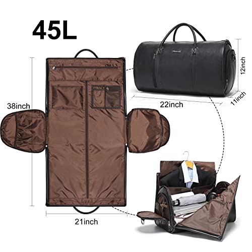 Garment Bags for Travel, 45L Carry-On Convertible Duffle with Strap - color: C-Black