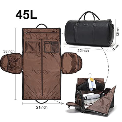 Garment Bags for Travel, 45L Carry-On Convertible Duffle with Strap - color: C-Black