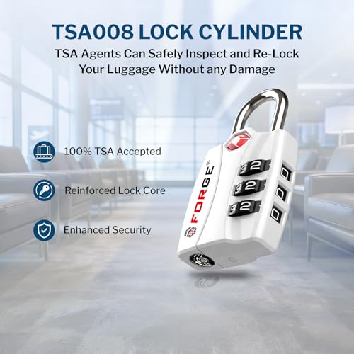 Forge TSA Approved Luggage Locks, Open Alert TSA Locks, White Color 2 Pack - color: White 2PK