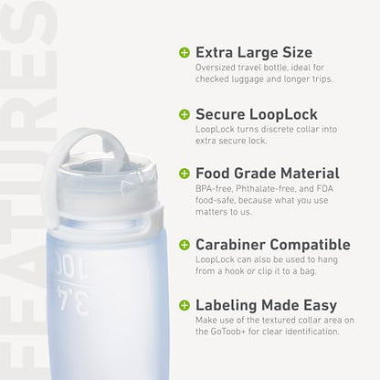 humangear GoToob+ (XL) | Refillable Silicone Travel Bottle | Locking Lid | Food-Safe Material | Clear, XL (6 fl.oz.; 177ml) - color: Clear, size: 6 Ounces