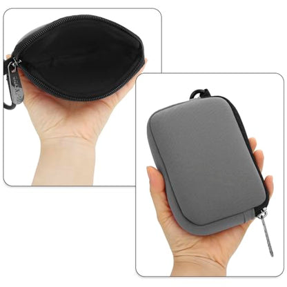 E-Tree Small Soft Neoprene Zipper Pouch with Carabiner Clip,Tech Bag Grey - color: Grey