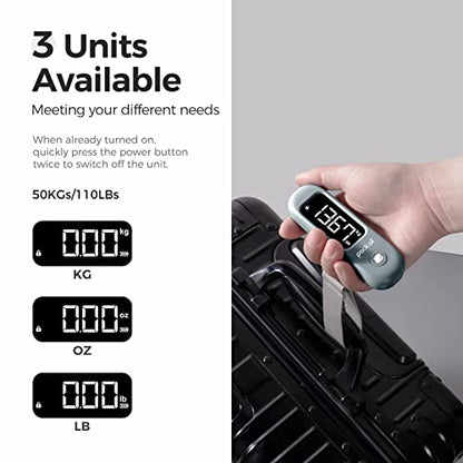 pack all Digital Luggage Scale for Travel, 110Lbs Capacity, 0.1Lb Precision - color: Rock Grey