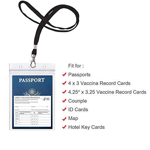Passport Badge Holders with Extra PVC ID Card Holder and Woven Lanyards Ideal for Cruise and Vacation by CypesCrafts(2Pack Black Lanyards) - color: 2p Black Lanyards