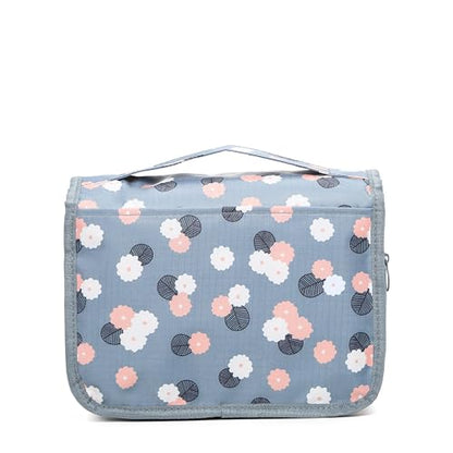 Sechunk Waterproof Travel Toiletry Bags Hanging Multi-function Cosmetic Bag Makeup Bag for Women - color: blueFlower