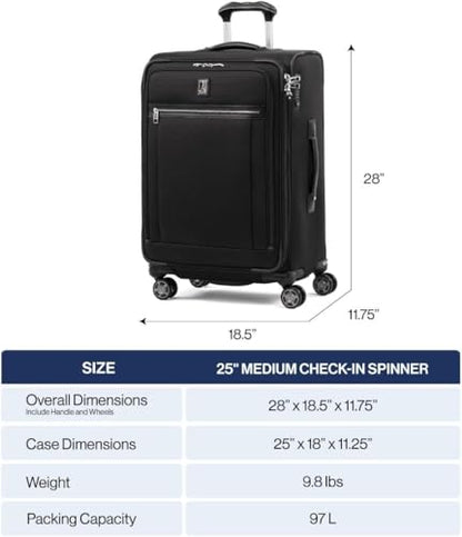 Travelpro Platinum Elite Checked Luggage Spinner, Dark, 25-Inch - color: Dark Blue, size: Checked-Medium 25-Inch