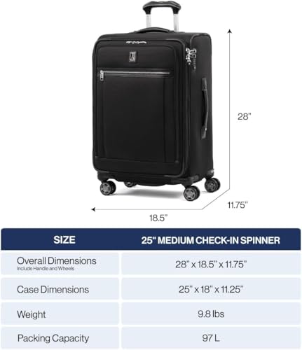 Travelpro Platinum Elite Checked Luggage Spinner, Dark, 25-Inch - color: Dark Blue, size: Checked-Medium 25-Inch