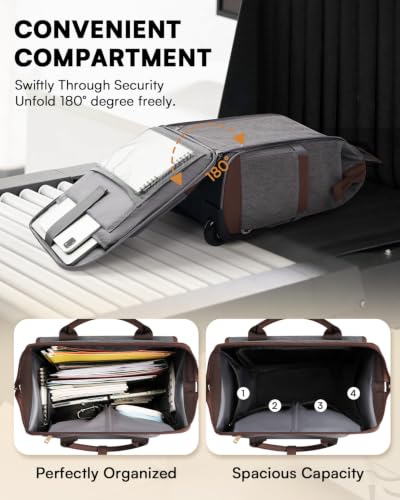 Rolling Backpack for Women, Travel Rolling Laptop Backpack with Wheels, Vertical & Horizontal Storage 2 In 1, Flip-Top Design, Water-Resistant Overnight Underseat Carry on Luggage, Grounded Grey - color: Grounded Grey