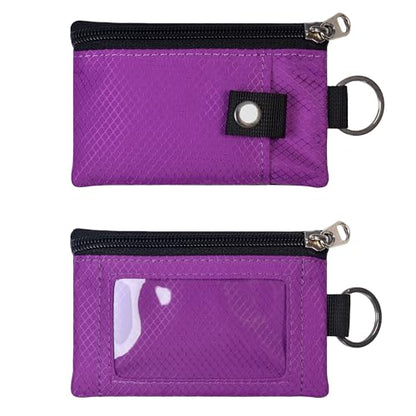 CHENSPRX Minimalist RFID Blocking Small Wallet with ID Window,WaterResistant Zip Id Case Wallet with Lanyard Keychain for Cards,Cash,Travel,Women,Men - color: Purplish Red