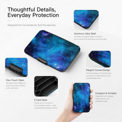 Credit Card Holder RFID Aluminum card case Wallet starry sky mini Wallet - color: Galaxy Sky
