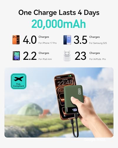 INIU Portable Charger, Smallest 20000mAh 22.5W Fast Charging Power Bank - color: Green, size: Mini Size