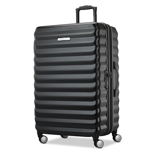 Samsonite Hard-Sided 20 & 28 Inch 2-Piece Lightweight Checked Large Expandable Element Suitcase Set: Durable, 360° Spinner Wheels, Adjustable Telescopic Handle, TSA-Approved Lock - Alpine Black - color: Alpine Black, size: 2-Piece Set (20"/28")