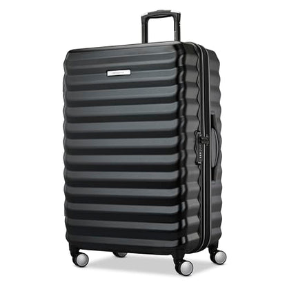 Samsonite Hard-Sided 20 & 28 Inch 2-Piece Lightweight Checked Large Expandable Element Suitcase Set: Durable, 360° Spinner Wheels, Adjustable Telescopic Handle, TSA-Approved Lock - Alpine Black - color: Alpine Black, size: 2-Piece Set (20"/28")