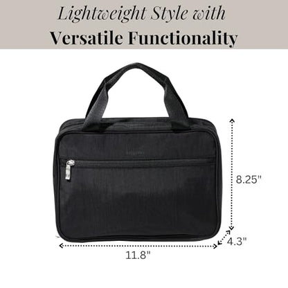 Baggallini Large Hanging Travel Toiletry Kit - Lightweight 8x11 Inch Makeup Bag - color: Black