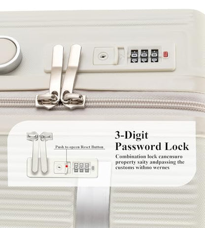 feilario Hardside Carry On Luggage, 70/30 Deep Compartment Design - color: White
