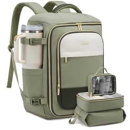 LOVEVOOK Travel Backpack Carry on Flight Approved for Women/Men - color: Pea Green, size: 40L-4PCS