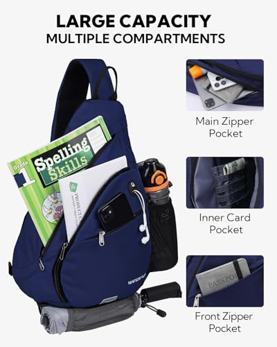 WATERFLY Large Sling Bag Crossbody Backpack Chest Pack for Men Women - color: Blue