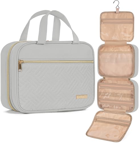 Hanging Travel Toiletry Bag Women & Men Water Resistant Makeup Bag - color: Grey, size: Large