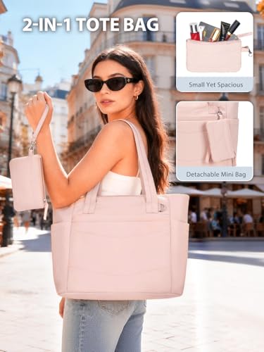 RHDZO Tote Bag for Women with 15.6 Inch Laptop Compartment and Cup Holder - color: Large-2 Set Pink, size: Large-2 Set