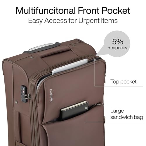 Hanke Medium Checked Luggage, 24 Inch Suitcase with Garment Compartment - color: Coffee, size: 24 Inch Checked in