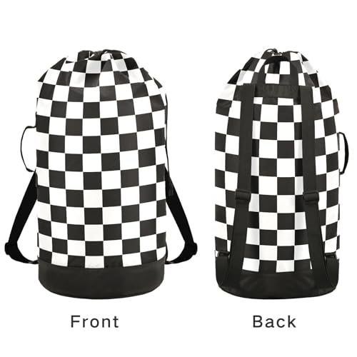 Checkerboard Plaid Laundry Bag Backpack Bags Mesh Wash Laundry Bags Dirty Clothes Organizer for Vacation Road Trip Essentials Dorm - color: Checkerboard Plaid