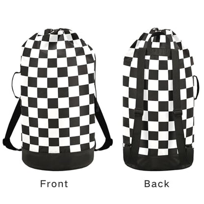 Checkerboard Plaid Laundry Bag Backpack Bags Mesh Wash Laundry Bags Dirty Clothes Organizer for Vacation Road Trip Essentials Dorm - color: Checkerboard Plaid
