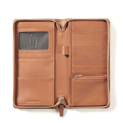 Leatherology Zippered Travel Wallet & Passport Holder - Cognac - color: Cognac
