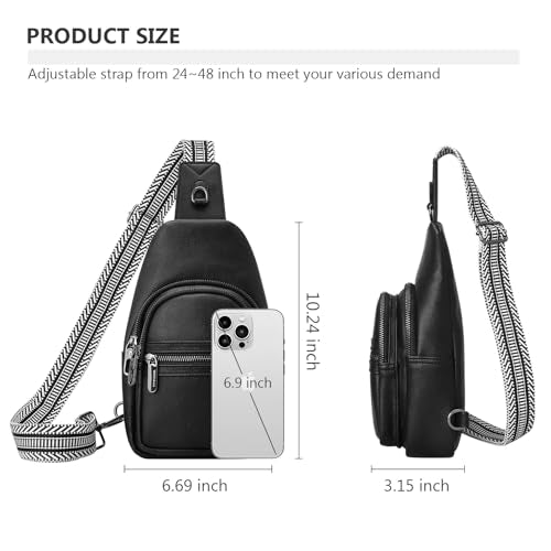 Anti-theft Sling Bags Women Small PU Leather Chest Fanny Pack - color: Black-c