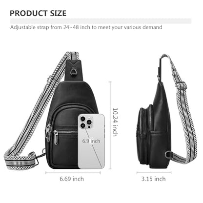 Anti-theft Sling Bags Women Small PU Leather Chest Fanny Pack - color: Black-c