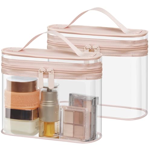 PACKISM TSA Approved Toiletry Bag - Clear Makeup Bag for Travel, Rose Pink - color: Active Pink