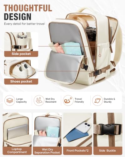 Travel Backpack For Women Men,40×30×20 Carry On Backpack Flight Approved - color: B2-beige With Brown