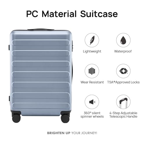 NINETYGO Medium Checked Luggage 26 Inch, Checking In Luggage with Smooth Spinner Wheels, Lightweight, Hard Shell PC Suitcase, Lightweight Travel Luggage, TSA Approved (Shadow, Rhine Basic) - color: 02-Shadow (Basic), size: Checked 26-Inch