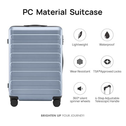 NINETYGO Medium Checked Luggage 26 Inch, Checking In Luggage with Smooth Spinner Wheels, Lightweight, Hard Shell PC Suitcase, Lightweight Travel Luggage, TSA Approved (Shadow, Rhine Basic) - color: 02-Shadow (Basic), size: Checked 26-Inch