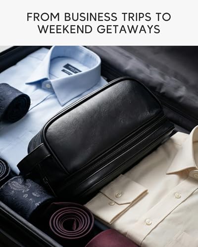 TSA Approved Toiletry Trave Bag for Men Vegan Leather - color: Tawny