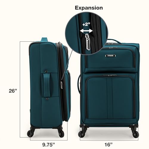 U.S. Traveler Anzio Softside Expandable Luggage with Spinner Wheels, Teal, 26-Inch Medium - color: Teal, size: 26-Inch Medium